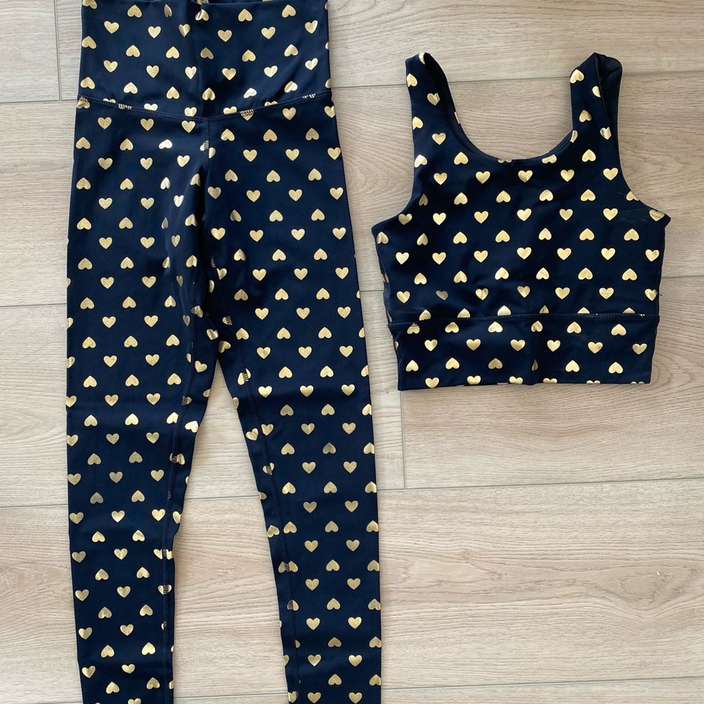 DYI- Black and Gold Heart Pattern Leggings and Top Set